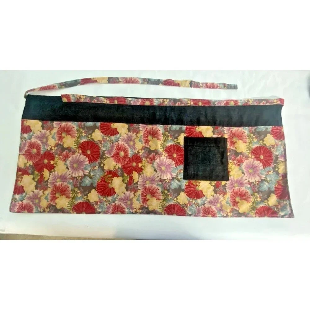 Handmade Reversible Half Apron Floral Print Pocket Garden Cooking Craft Utility